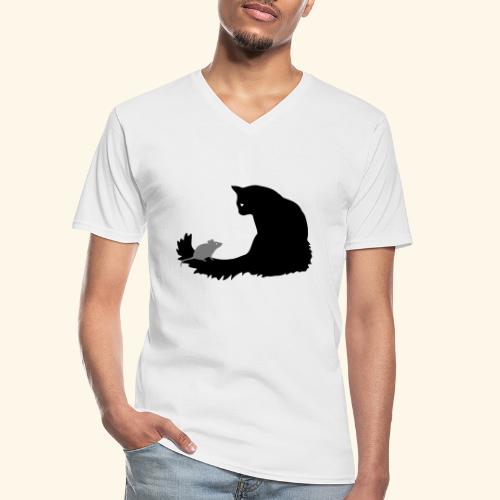 Katze und maus - Klassisches Männer-T-Shirt mit V-Ausschnitt
