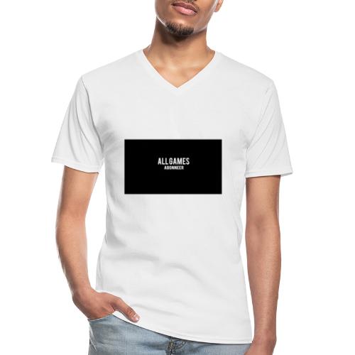 logo zwart - Klassiek mannen T-shirt met V-hals