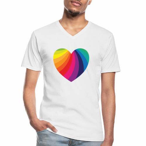 Regenbogen Herz (gedrehte Streifen) - Klassisches Männer-T-Shirt mit V-Ausschnitt