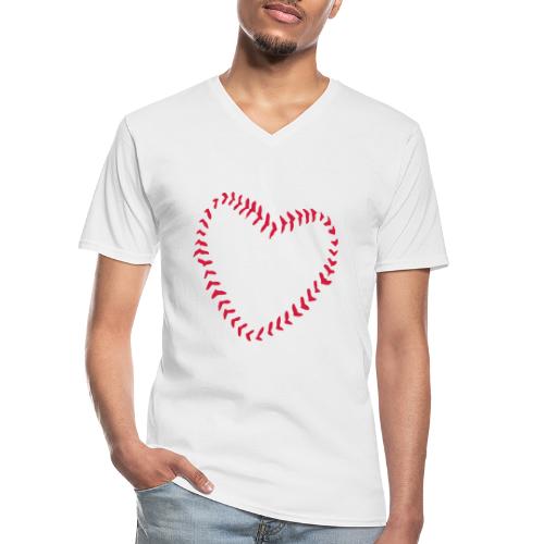 2581172 1029128891 Baseball hjertet af sømme - Klassisk herre T-shirt med V-udskæring