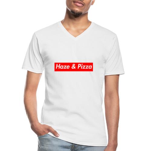 Haze & Pizza - Klassisches Männer-T-Shirt mit V-Ausschnitt