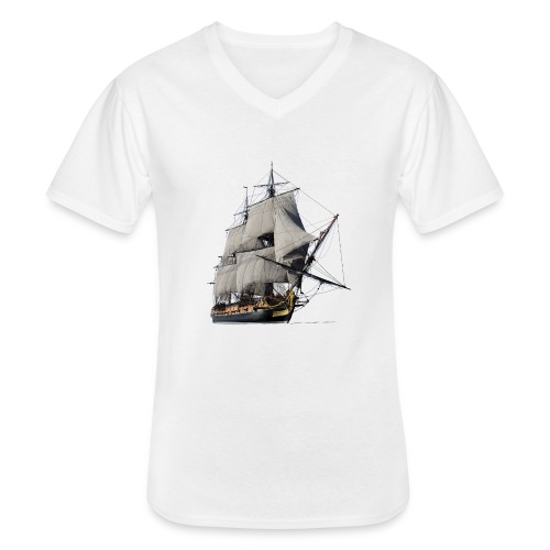 Segelschiff - Klassisches Männer-T-Shirt mit V-Ausschnitt
