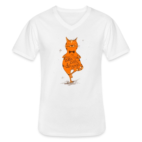 yoga cat - Klassisches Männer-T-Shirt mit V-Ausschnitt
