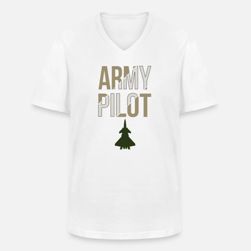 Armee Pilot - Männer-T-Shirt mit V-Ausschnitt - Weiß