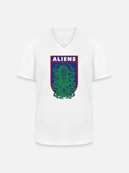 Octopus Aliens - Men's V-Neck T-Shirt - white
