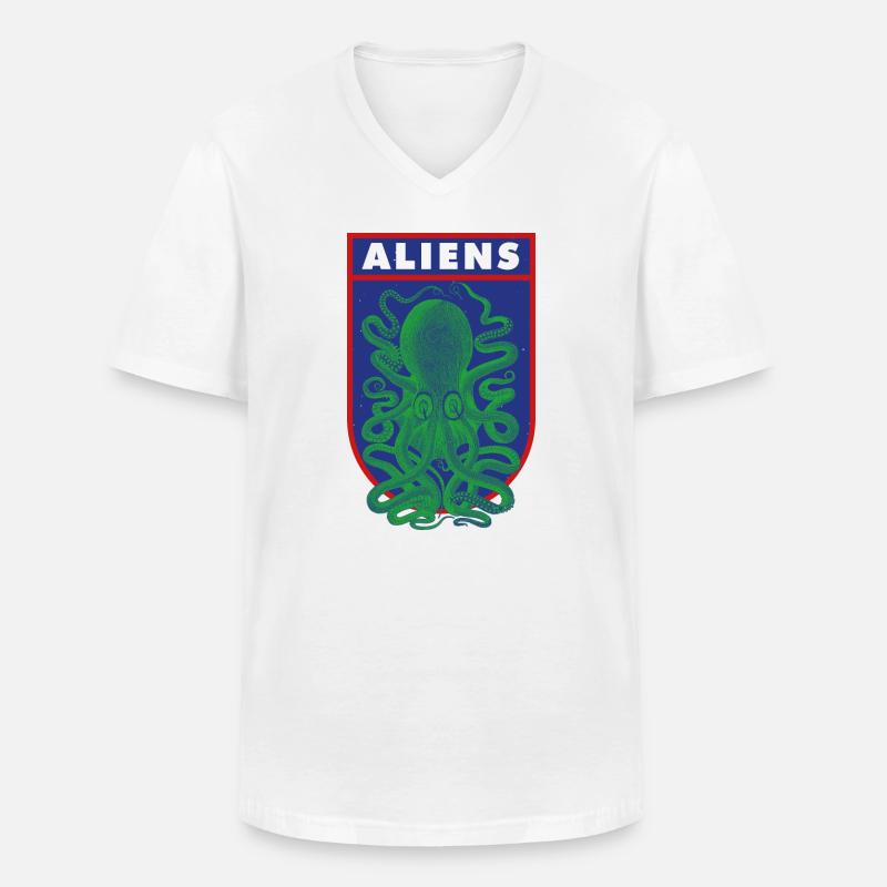 Oktopus-Aliens - Männer-T-Shirt mit V-Ausschnitt - Weiß