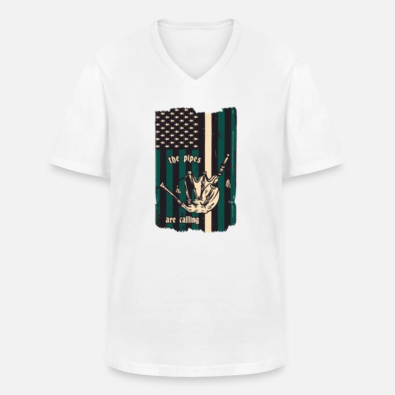 Dudelsack Spieler - Männer-T-Shirt mit V-Ausschnitt - Weiß