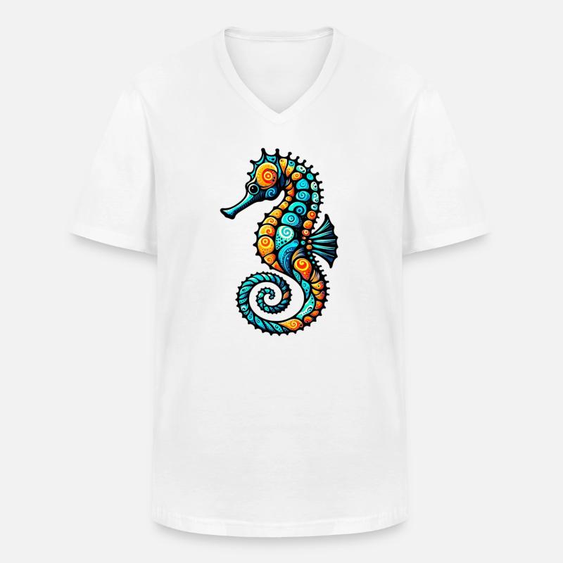 Seepferdchen - Männer-T-Shirt mit V-Ausschnitt - Weiß