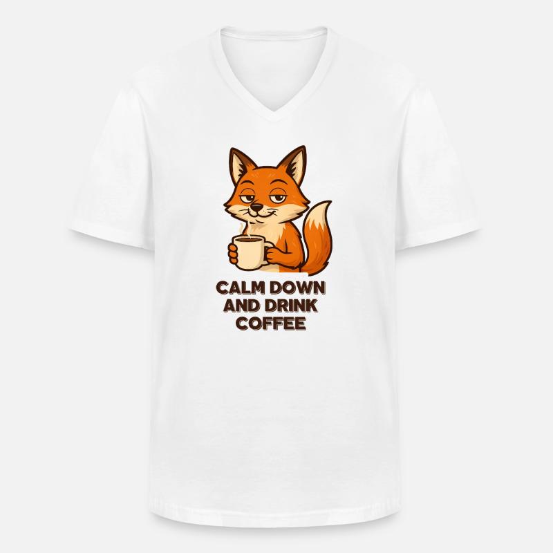 Kaffee Fuchs Chillmodus Espresso Design Tiere - Männer-T-Shirt mit V-Ausschnitt - Weiß