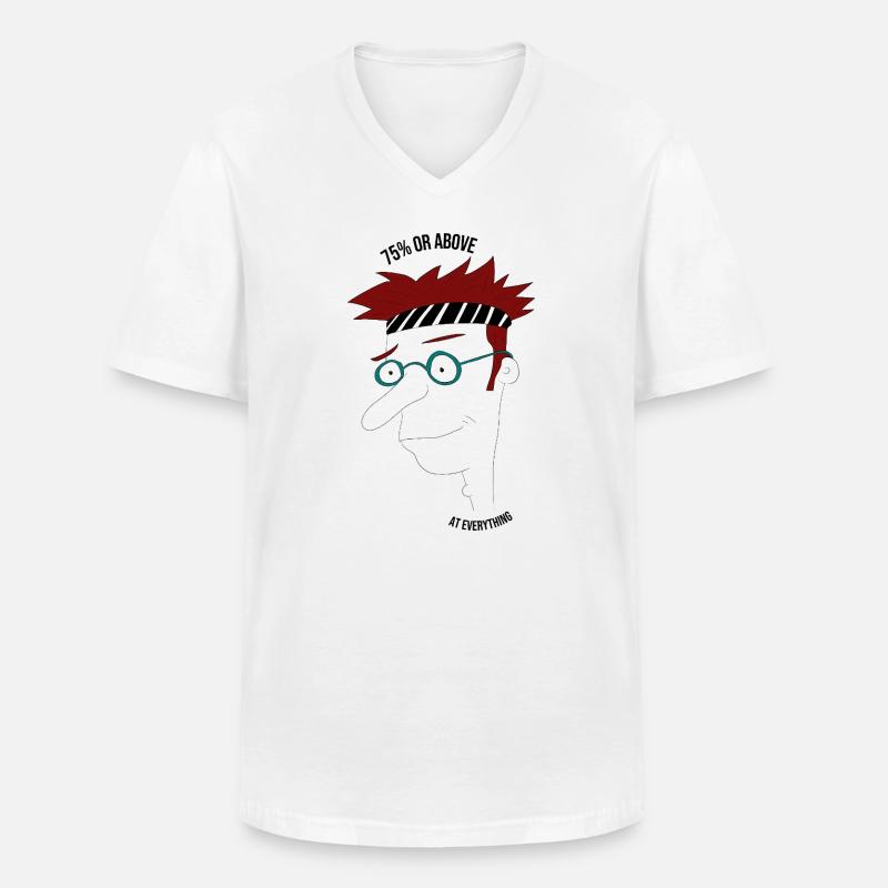75 % oder mehr in allem, Mann - Männer-T-Shirt mit V-Ausschnitt - Weiß