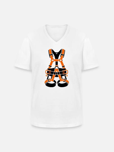 Klettergurt Baumpflege Baumkletterer Klettern - Männer-T-Shirt mit V-Ausschnitt - Weiß