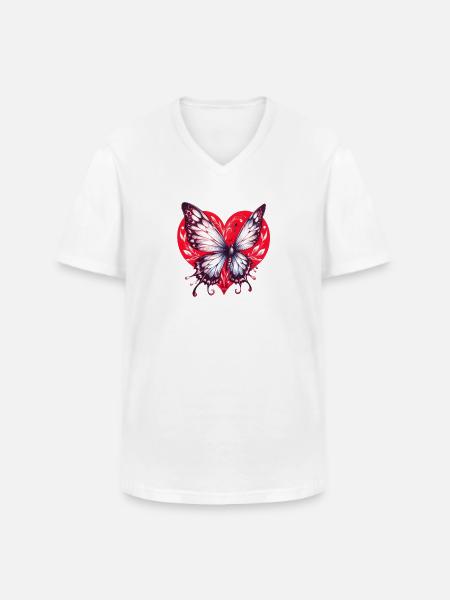 Butterfly Heart - Men's V-Neck T-Shirt - white
