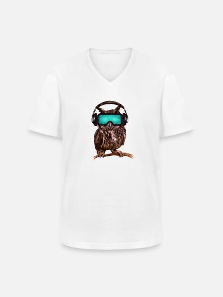 Eule _ 03 - Männer-T-Shirt mit V-Ausschnitt - Weiß