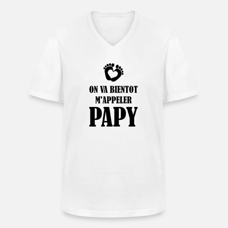 Bald werde ich Opa heißen - Männer-T-Shirt mit V-Ausschnitt - Weiß
