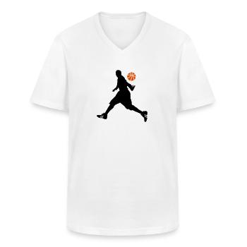 BASKETBAL MOVE - Klassiek mannen T-shirt met V-hals - wit - Voor - AI Model Male 185 light (185cm)