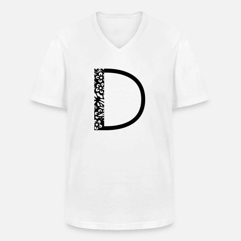 Buchstabe D - Männer-T-Shirt mit V-Ausschnitt - Weiß