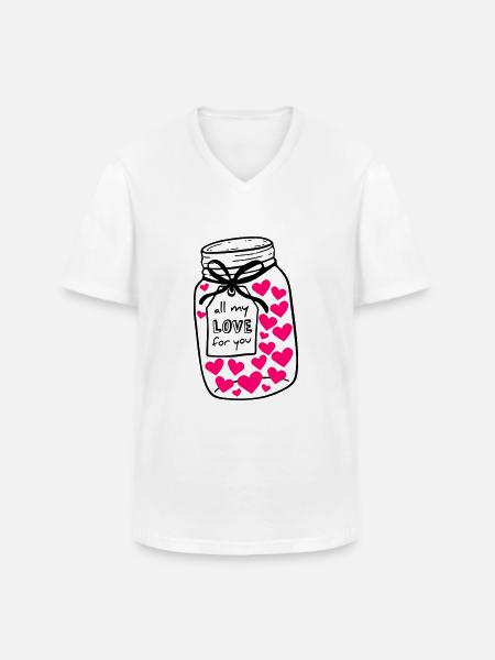 Mason jar full of love - Men's V-Neck T-Shirt - white