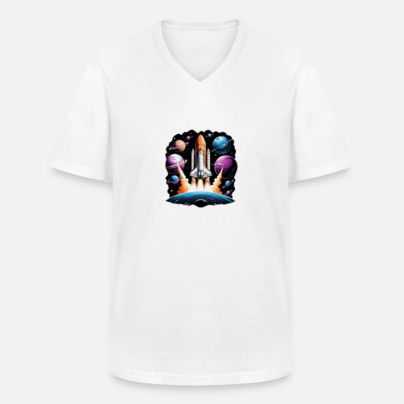Rocket Astronaut Space Gift SpaceShuttle - Men's V-Neck T-Shirt - white