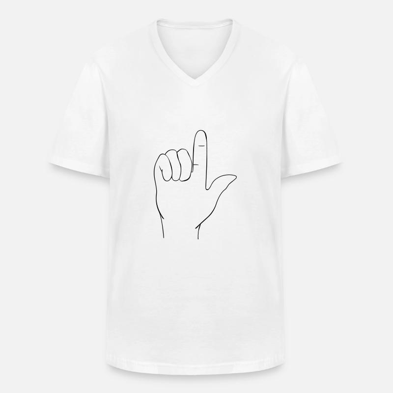 Handzeichen - Männer-T-Shirt mit V-Ausschnitt - Weiß
