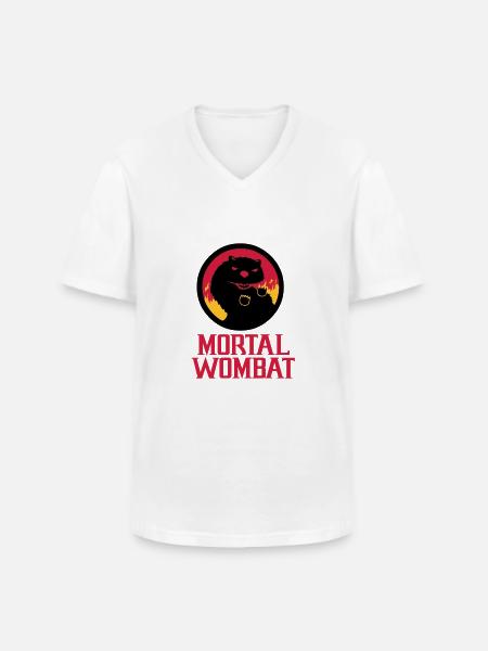 Mortal Wombat - Men's V-Neck T-Shirt - white