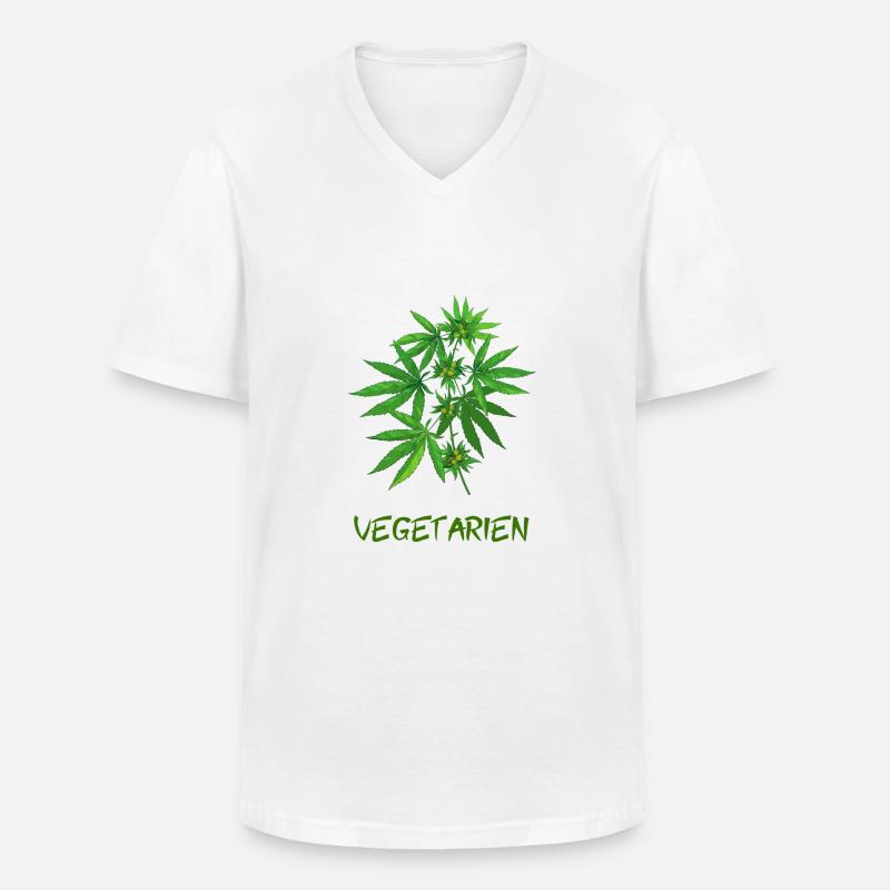vegetarisches Cannabis - Männer-T-Shirt mit V-Ausschnitt - Weiß