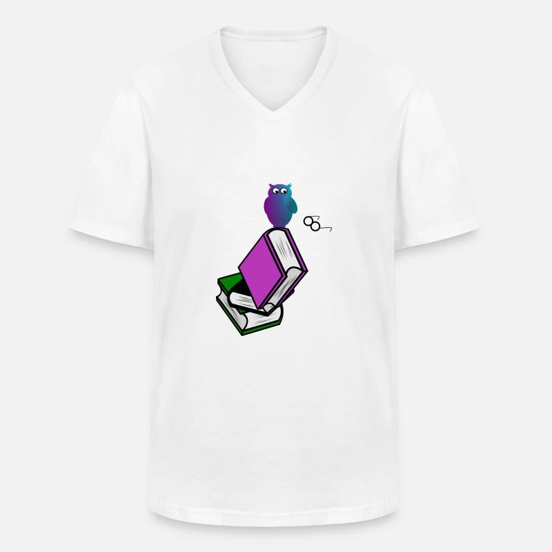 Buch Mit Eule - Männer-T-Shirt mit V-Ausschnitt - Weiß
