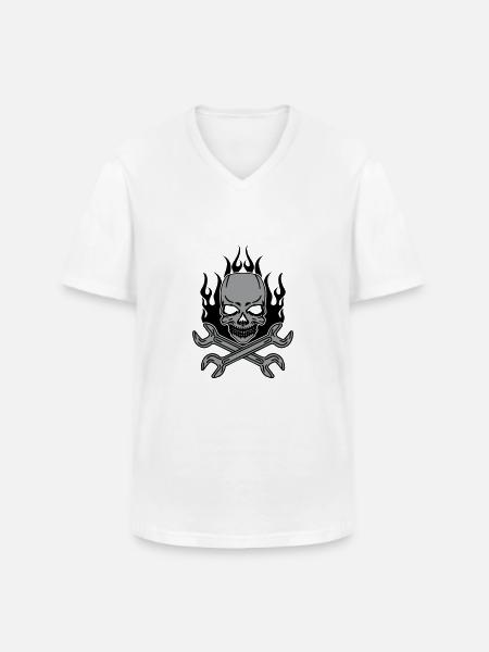 Tuning Skull - Männer-T-Shirt mit V-Ausschnitt - Weiß