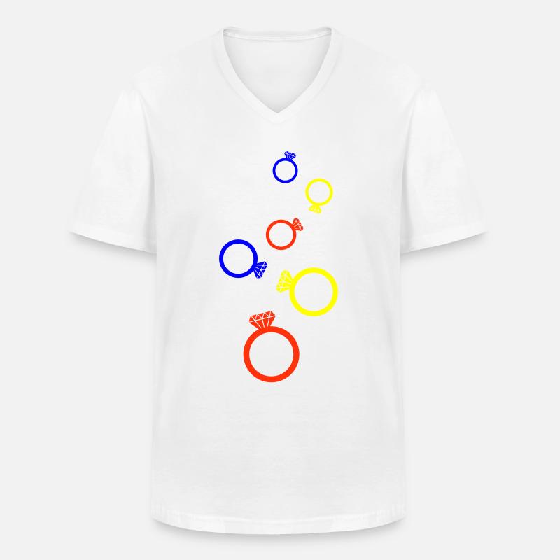 Eheringe Bunt - Männer-T-Shirt mit V-Ausschnitt - Weiß