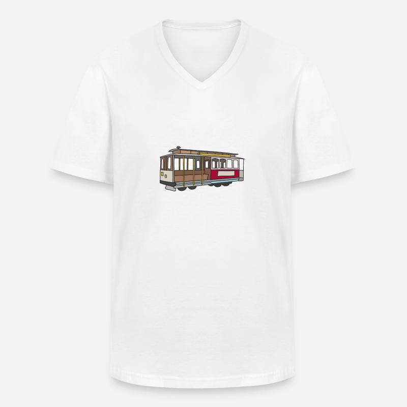 San Francisco Cablecar c - Männer-T-Shirt mit V-Ausschnitt - Weiß