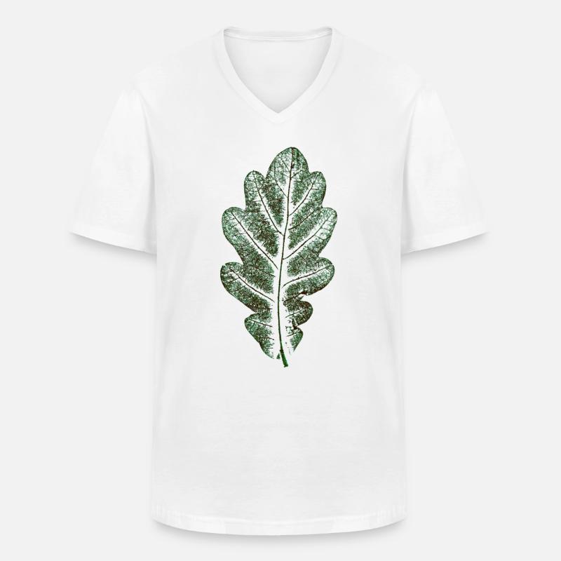 Eichenblatt Naturgrün / Blatt/ Eiche/Baum - Männer-T-Shirt mit V-Ausschnitt - Weiß