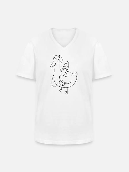 Baguette Duck - Men's V-Neck T-Shirt - white