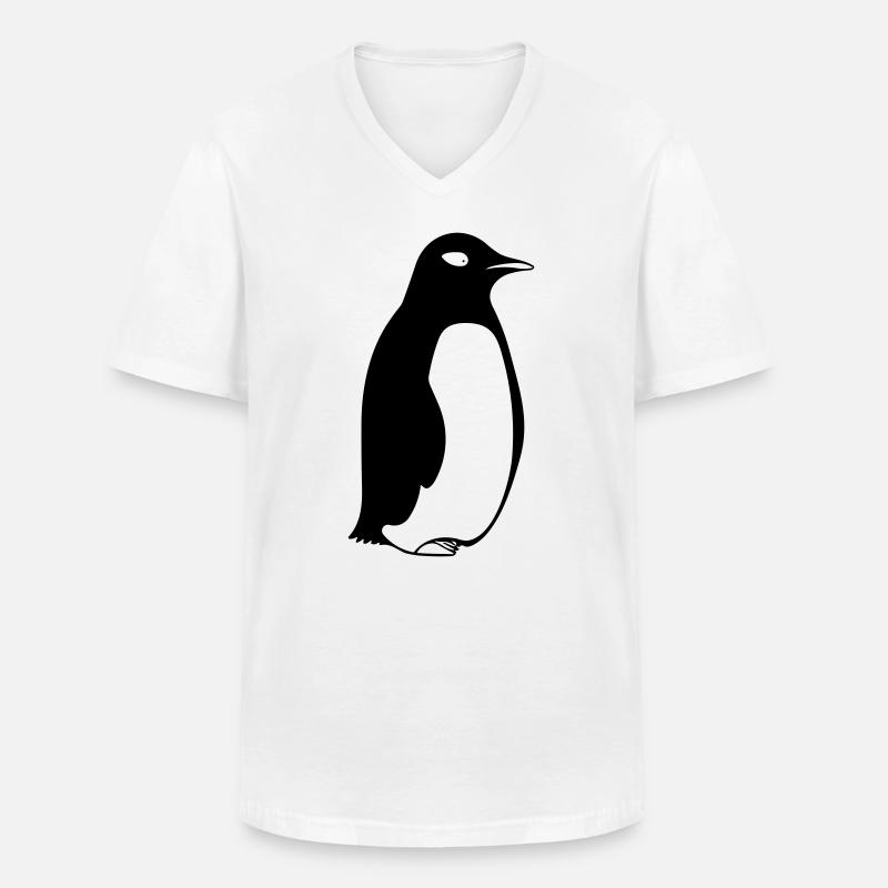 Pinguin - Männer-T-Shirt mit V-Ausschnitt - Weiß