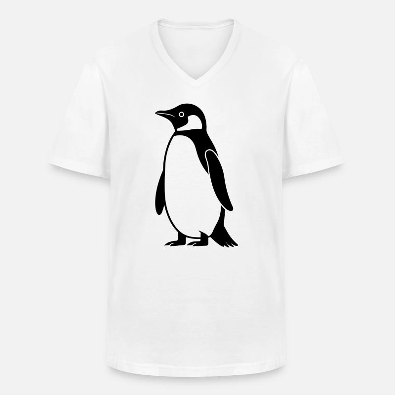 Pinguin - Männer-T-Shirt mit V-Ausschnitt - Weiß