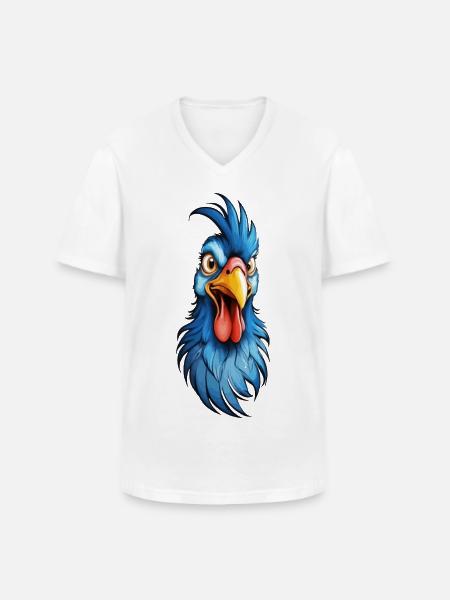 A blue-feathered rooster - Men's V-Neck T-Shirt - white