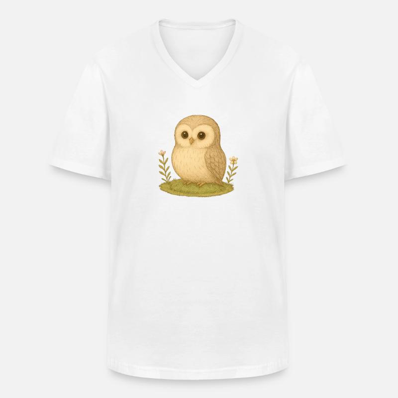 Nordischer Wald - Eule - Männer-T-Shirt mit V-Ausschnitt - Weiß