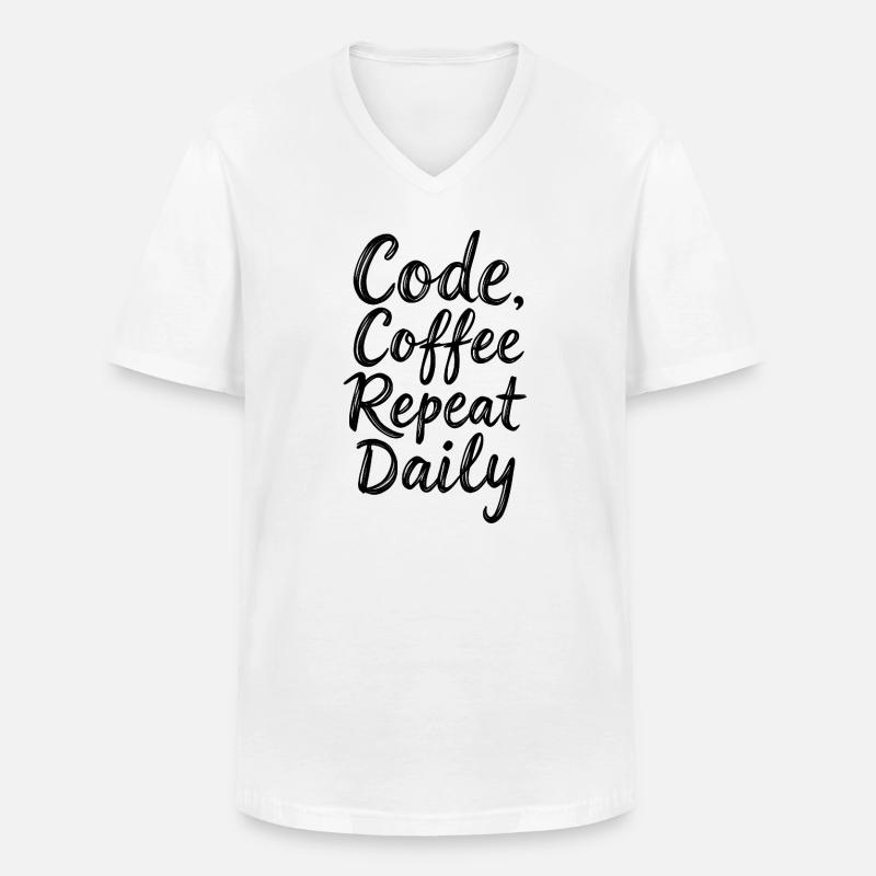 Code Sleep Debug Repeat Programmer Shirt - T-shirt col V Homme - blanc