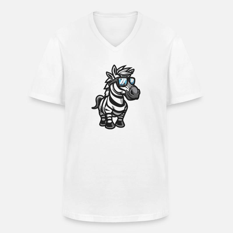 Zebra Comic Cool - Männer-T-Shirt mit V-Ausschnitt - Weiß