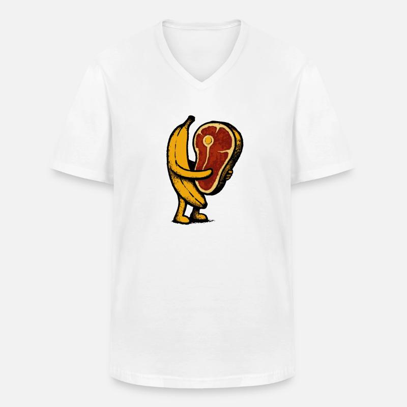 Banane mit Fleisch - Männer-T-Shirt mit V-Ausschnitt - Weiß