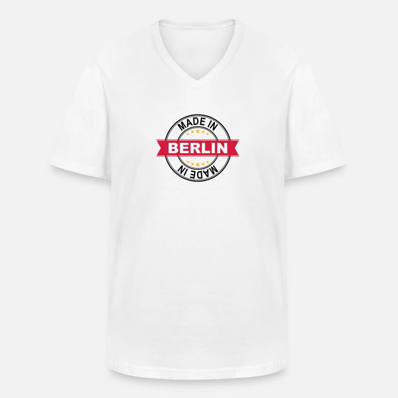 Made in Berlin - Männer-T-Shirt mit V-Ausschnitt - Weiß