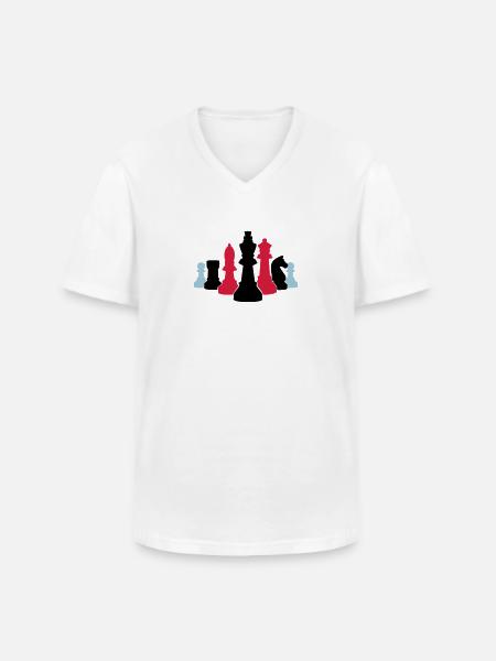 échecs 002 - T-shirt col V Homme - blanc