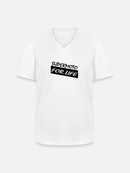 SUPERMOTO FOR LIFE - Men's V-Neck T-Shirt - white