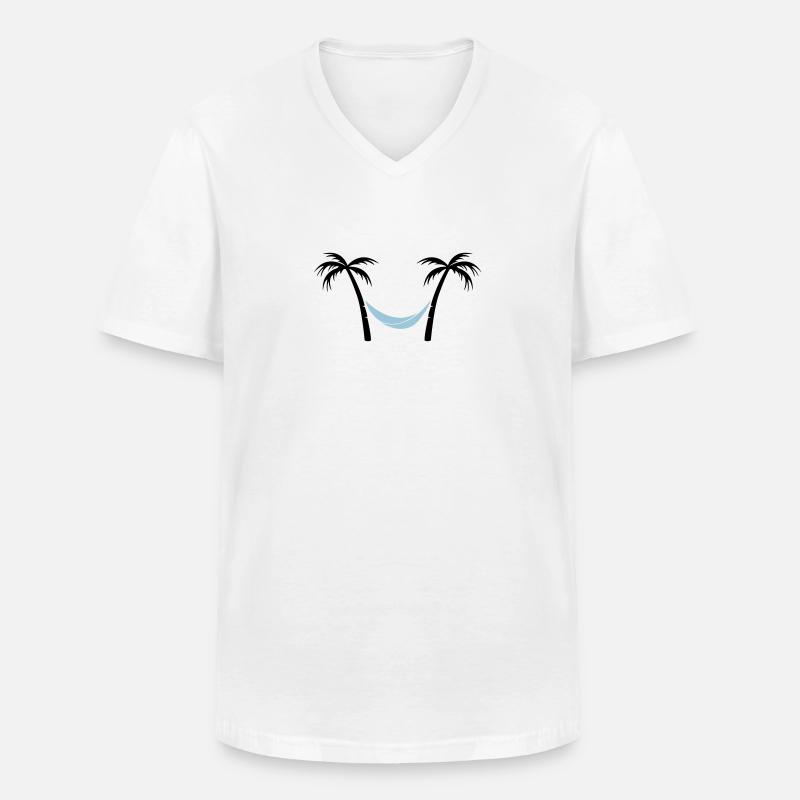 palmen haengematte 2 - Männer-T-Shirt mit V-Ausschnitt - Weiß