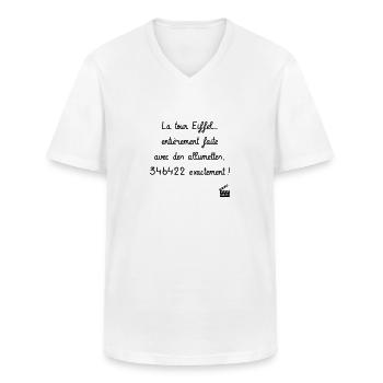 Le Dîner de cons - Réplique Culte - Humour - T-shirt col V Homme - blanc - Devant - AI Model Male 185 light (185cm)