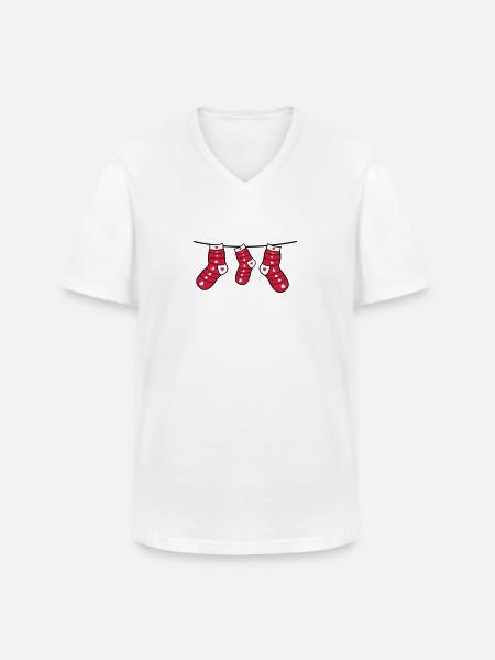 christmas socks - Men's V-Neck T-Shirt - white