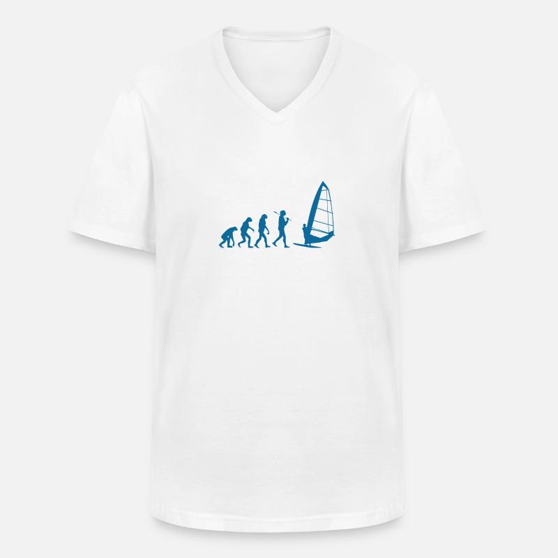 Windsurfing Evolution Windsurfer Wind Wasser - Männer-T-Shirt mit V-Ausschnitt - Weiß