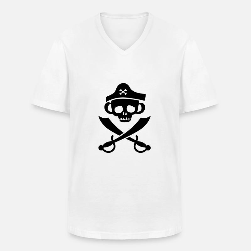 Monkey Skull - Männer-T-Shirt mit V-Ausschnitt - Weiß