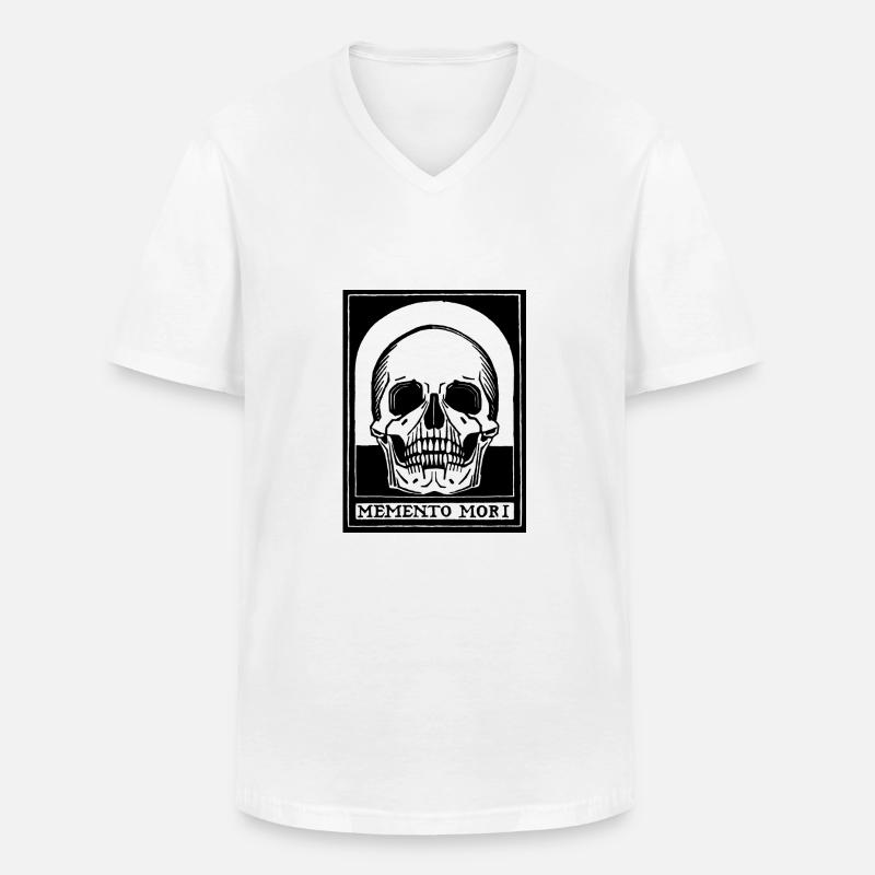 Memento Mori (schwarze Version) - Männer-T-Shirt mit V-Ausschnitt - Weiß