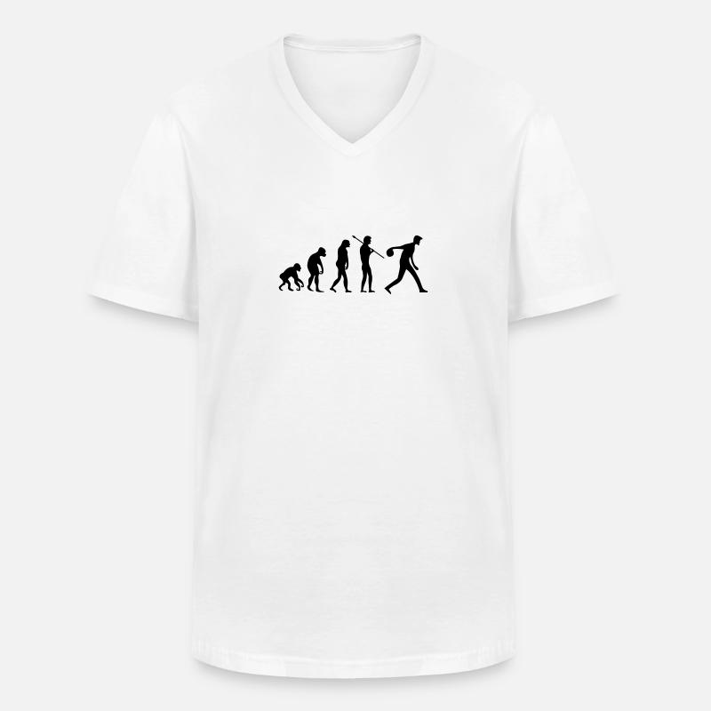 bowling evolution - Männer-T-Shirt mit V-Ausschnitt - Weiß