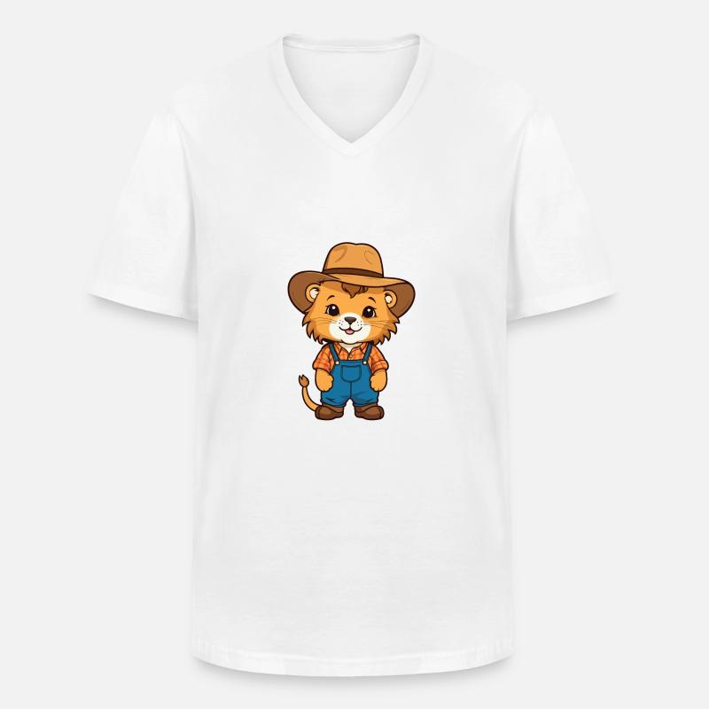 Babylöwe als Bauer - Männer-T-Shirt mit V-Ausschnitt - Weiß