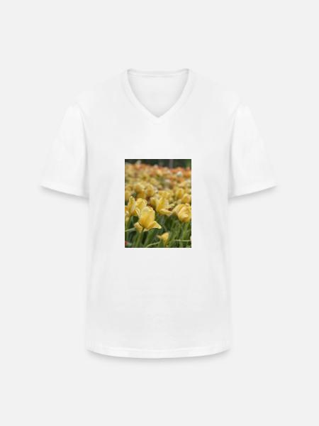 Tulipe Jaune mer - T-shirt col V Homme - blanc